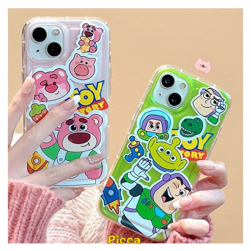 Case Cerita Mainan Kartun Realme C25 C12 C21Y C25Y C15 C35 C11 2020 C33 Realme C25s C20 6i 5 5i 5s C11 2021 C3 C1 C2 C20A Lucu Manyo Buzz Lightyear Alien Airbag Tahan Guncangan Soft Case