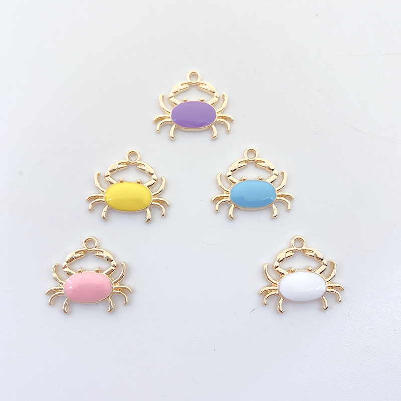 4pcs Liontin Kepiting Liontin Tetesan Minyak Bahan Alloy Seri Laut Untuk Produksi Perhiasan Kalung Gelang Diy