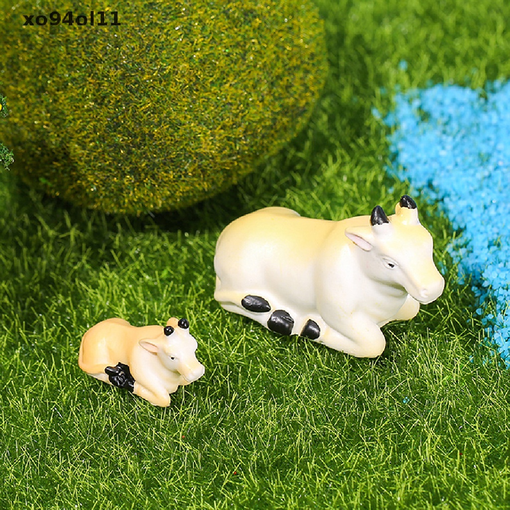 Xo Patung Sapi Mini Model Hewan Pemandangan Mikro Dekorasi Rumah Miniatur OL