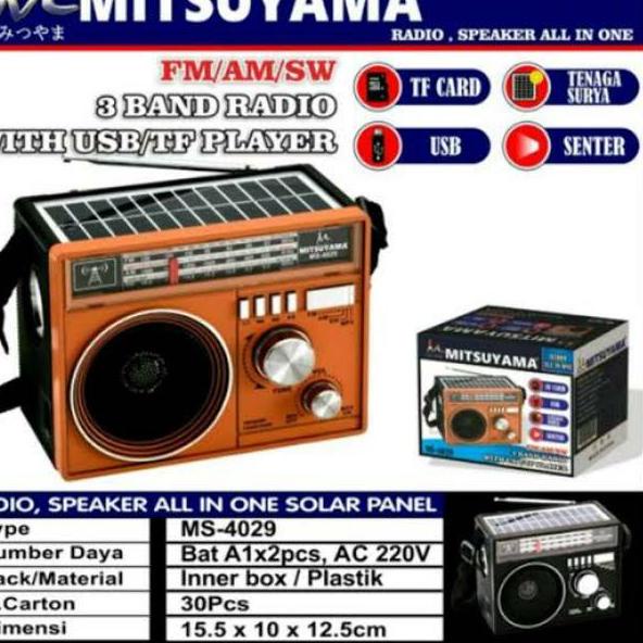 ➩ Speaker Radio Senter Tenaga Solar Cas batrai MS-4029 MITSUYAMA ●