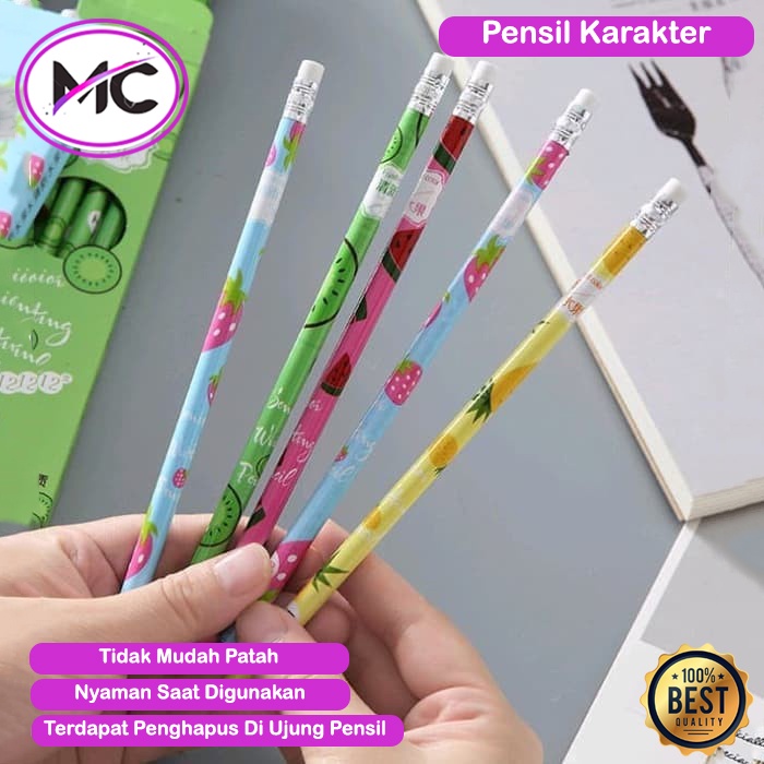 Pensil Tulis HB Fancy Murah Pencil Karakter Lucu Pensil Anak Sekolah Motif Potlot Murah