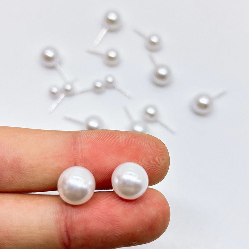 10pcs 6 /8/10mm Akrilik Imitasi pearl stud earrings Charming white pearl lady diy earrings jewelry