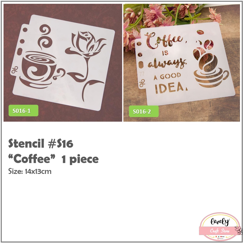 

LovelyCraftStore | cetakan stensil #S16 decorating flower stencil cake, art and craft, journal, scrapbooking, bujo ~ Coffee & Flower