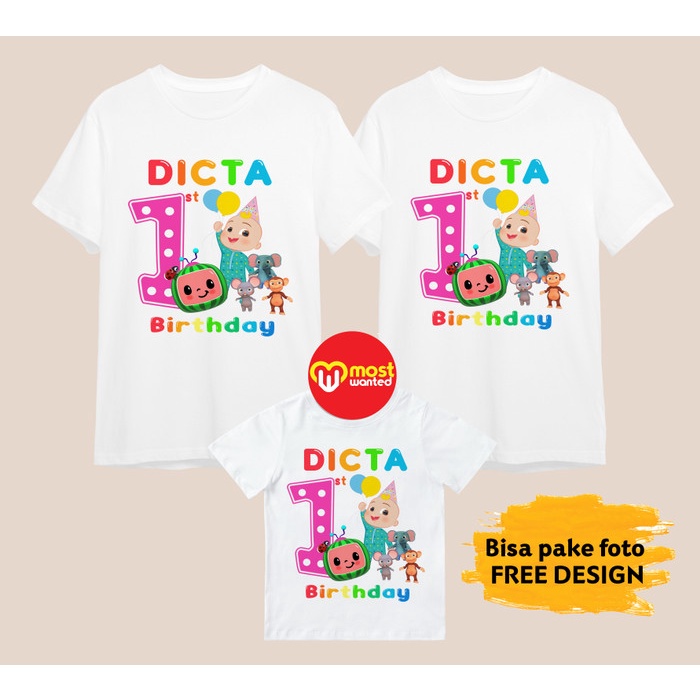 Baju Couple Keluarga Kaos Family Ulang Tahun Motif Cocomelon CM6 - 2