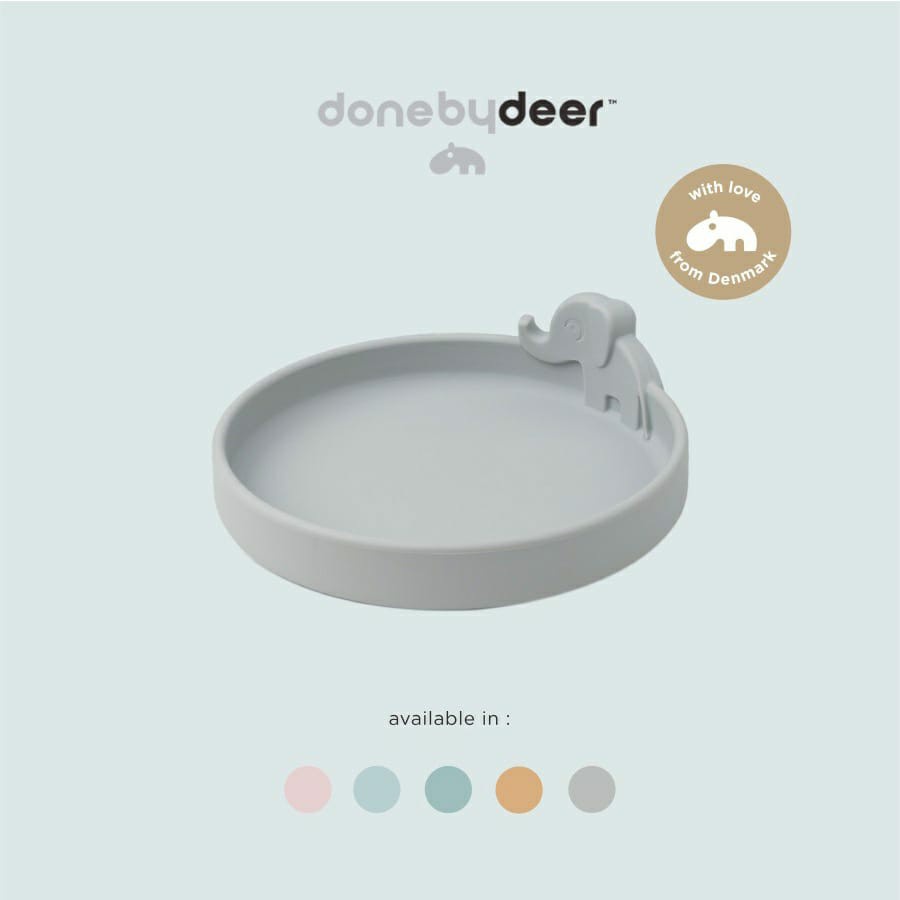 Done By Deer Peekaboo plate Elphee Blue - Piring Anak