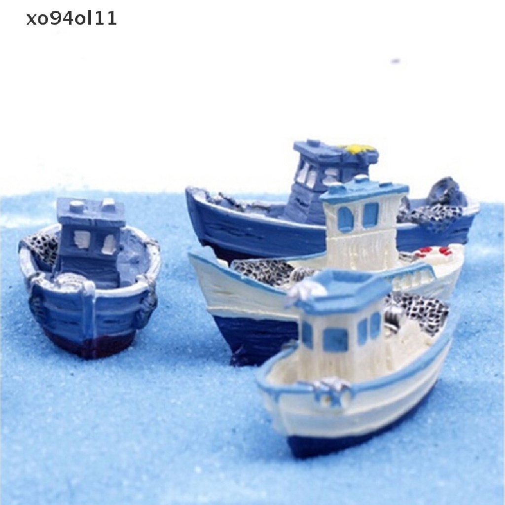 Xo Pop 1 Pcs Yacht Kapal Kapal Nelayan Miniatur Peri Taman Rumah Rumah Kerajinan Micro Lansekap Dekorasi DIY Aksesoris OL