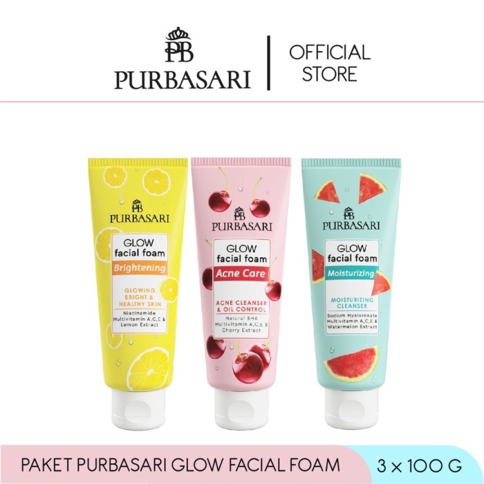 PURBASARI Glow Facial Foam Sabun Cuci Muka Pembersih Wajah - 100gr