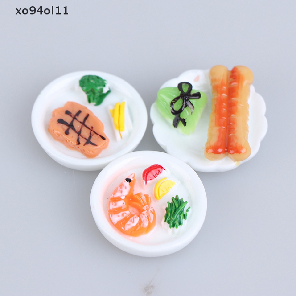 Xo 5pcs1per12rumah Boneka Miniatur Sarapan Piring Telur Roti Boneka Aksesoris Rumah OL