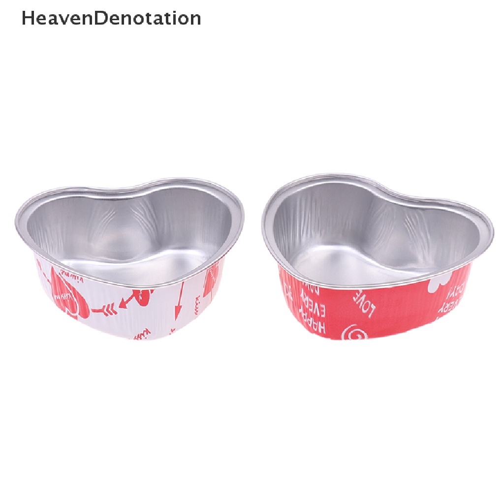 [HeavenDenotation] 10Pcs / Set 100ML Heart Shaped Aluminum Foil Cake Cup with Lids Baking Pans HDV