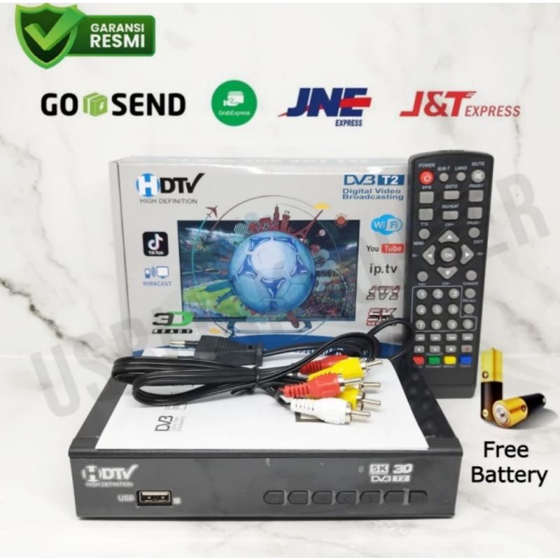 Set Top Box TV Siaran Digital DVB T2 Receiver HDTV 5K - ORIGINAL - STB + RCA