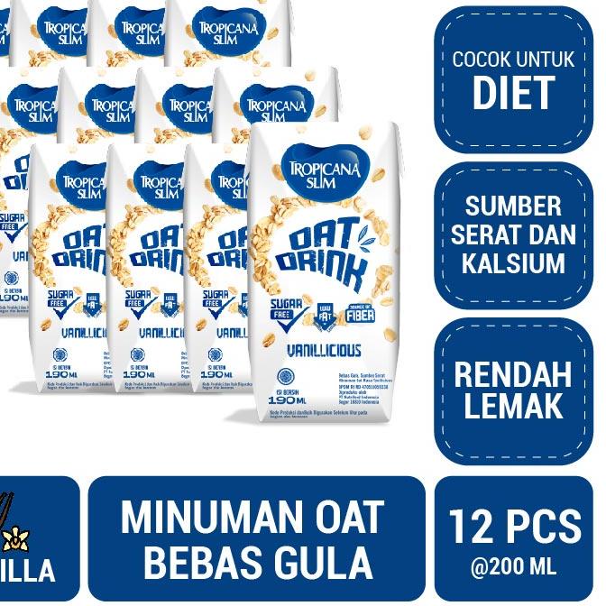 

Serbuuu 12 Pack - Tropicana Slim Oat Drink 190 ml (RTD) - Minuman Oat Bebas Gula RO3^^