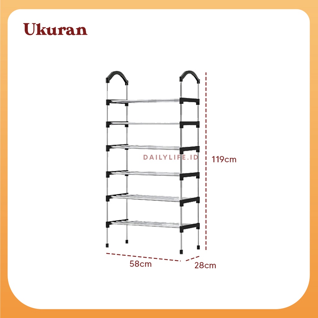 Rak Serbaguna Stainless Steel Multifungsi Sepatu Sandal 5 Susun 6 Susun 7 Susun - RAK-SPTBESI - Dailylife.id