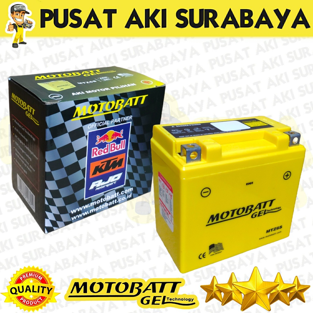 ACCU TERBAIK MOTOBATT MTZ6S GEL MOTOR CB 125R SONIC NEW 150R SUPRA GTR 150 VARIO 125 150 GTZ6V YTZ6V