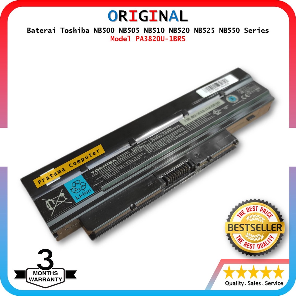 Baterai Toshiba Model PA3820U-1BRS, PA3821U-1BRS, PA3903U-1BRS, PABAS231, PABAS232, PABAS244, PA3820