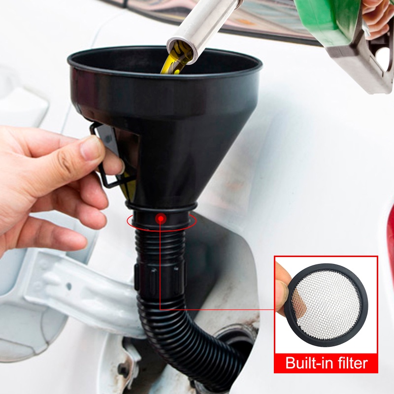 2-in-1 Corong Pengisian Bahan Bakar Motor Mobil Dengan Saringan Spout Minyak Bahan Bakar Air Bensin Kateter Teleskopik Alat Bakar Darurat Aksesoris Mobil