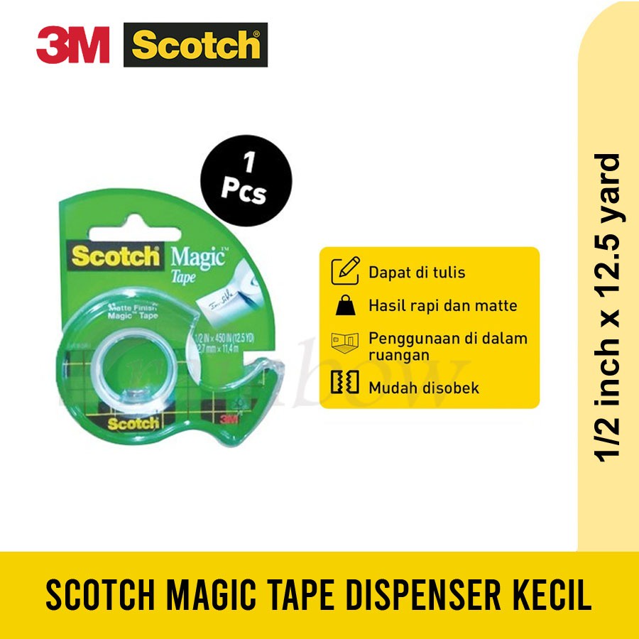 

3M Scotch Tape Cat 104 Selotip dengan Dispenser 1/2 in x 12,5 yd