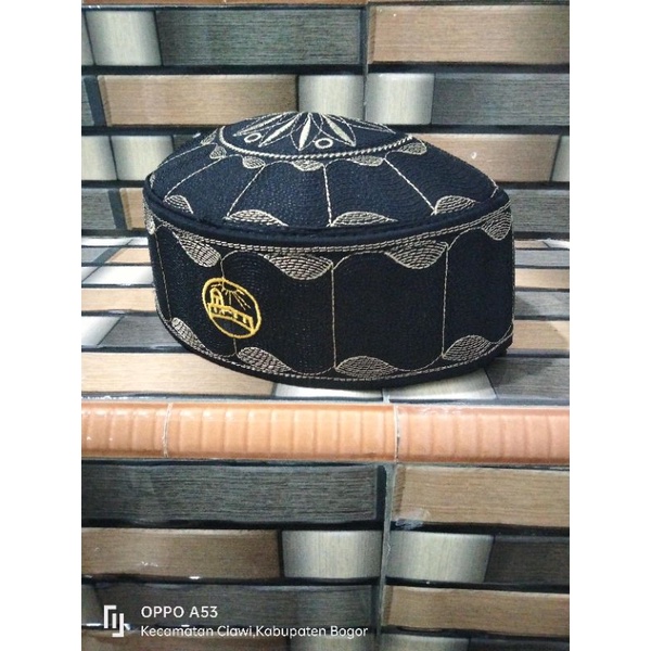 peci kopeah terompah malaysia bordir logo ka'bah/peci terompah pria santri