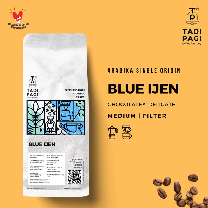 

Arabika Blue Ijen Roast Bean Coffee Kopi biji matang 500 gram