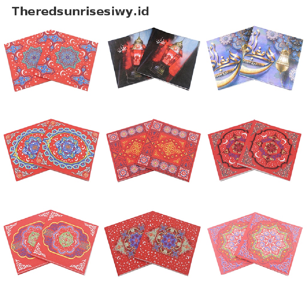 # Baju Lebaran # 20pcs/pack Dekorasi Ramadhan Eid Mubarak Printed Holiday Napkin Tissue Wajah~