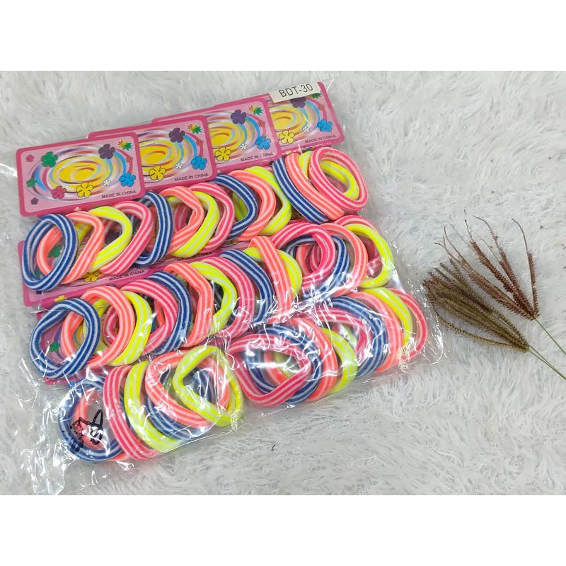 ikat rambut donat elastis salur 1set isi 4pcs