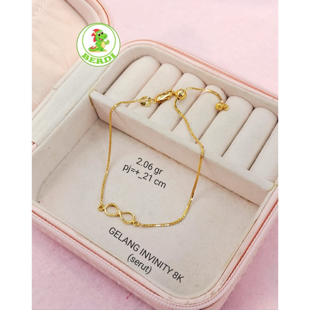 Gelang infinity serut rantai itali kadar 375 ringan new