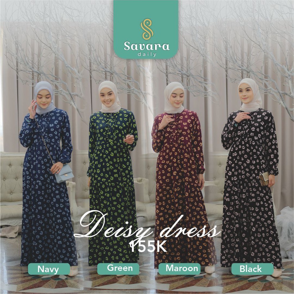 Savara Daily Deisy Dress Gamis Maroon Green