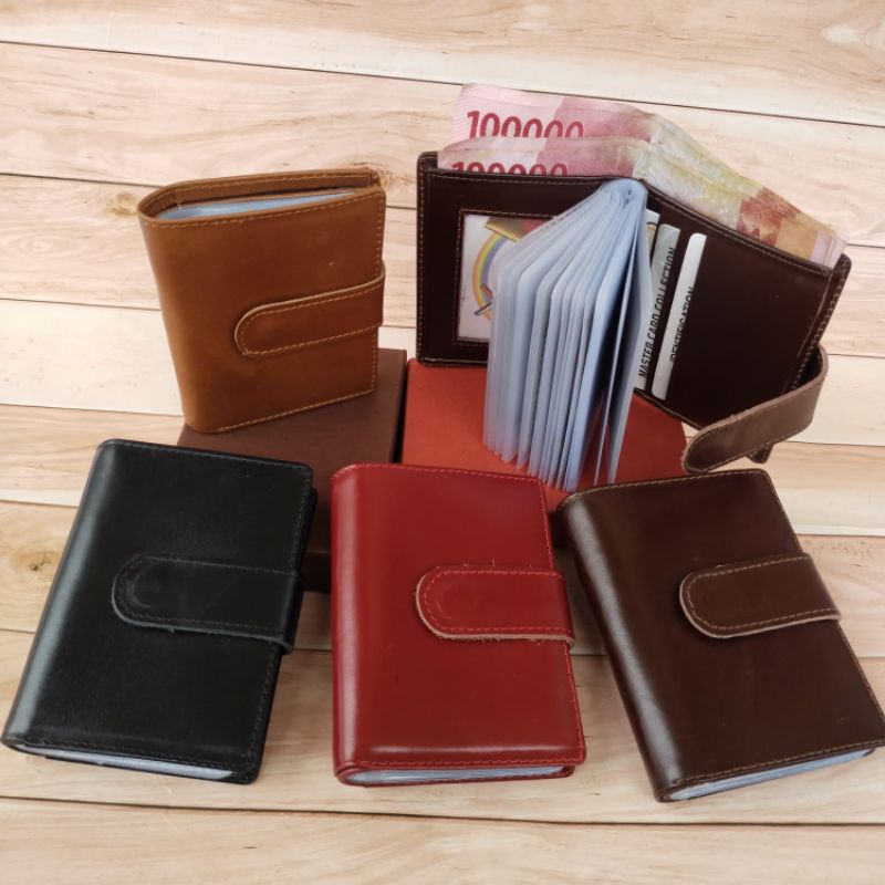 CARD HOLDER KULIT PULL UP KULIT ASLI LEMBUT POLOS KANCING