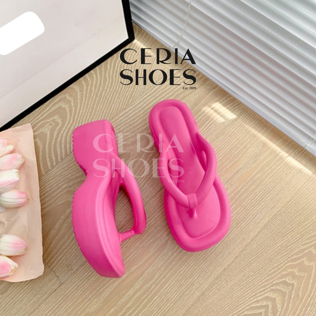 EVA Sandal Jepit Platform Wanita Import Bangkok Bahan Spons Eva Ringan Empuk Bahan Elastis Lentur Tinggi 5 Cm Rubber Super Soft Anti Slip BALANCE 821