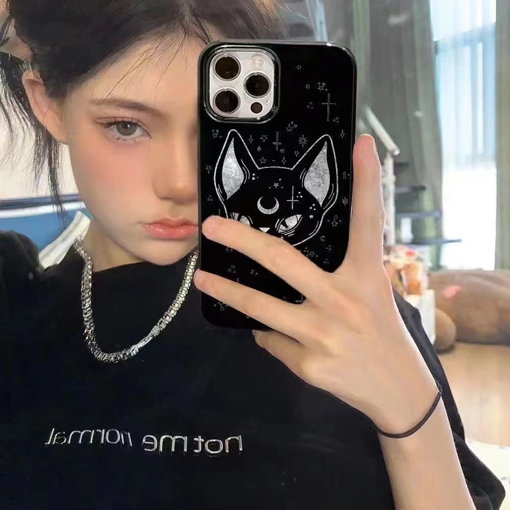 IPHONE Ins Luna Kucing Cocok Untuk Iphone14 14pro 14plus 13 13mini 13pro 13prm iPhone12 7Plus 8Plus Xr XS 13 12mini Pro Max Empat Sudut Casing Ponsel Tahan Guncangan
