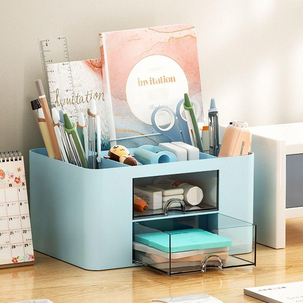 Ins Tempat Pulpen Nanas Dengan Laci Transparan Multiple Compartment Desktop Organizer