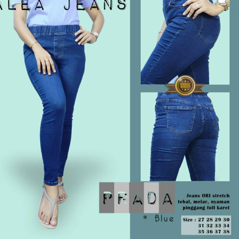 ➝ promo celana jeans legging wanita-pinggang karet-original Prada Lokal TOP PRODUCT 39C