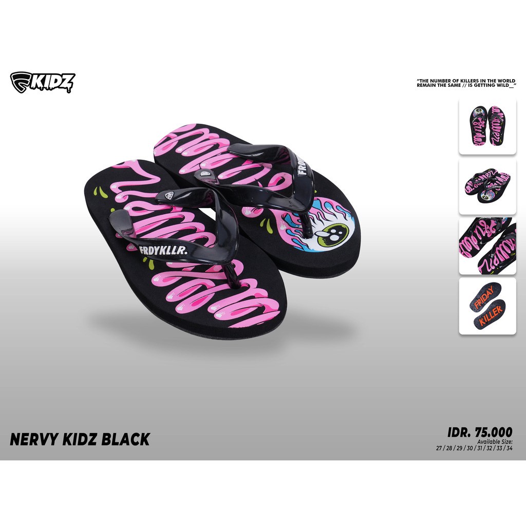 SANDAL ANAK ANAK FRIDAY KILLER | NERVY KIDS BLACK