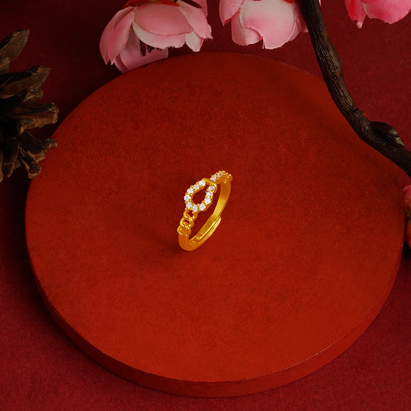 Goldkingdom Perhiasan Fashion Emas Asli Kadar 375Bangkok Aksesoris Ready Stock Gaya Kunci Cincin Wanita