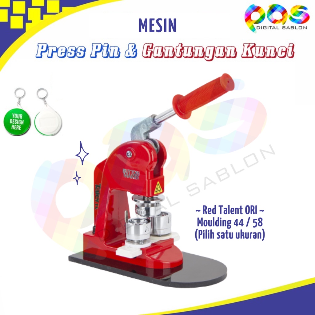 Mesin Press Pin Red Talent Asli 1 Moulding 44mm / 58 mm