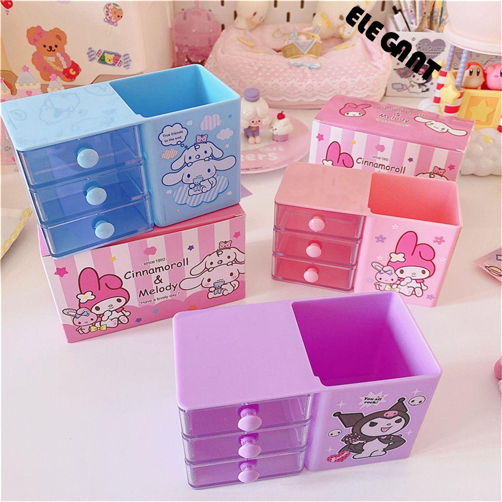 [Elegan] Tempat Pulpen Kawaii Plastik Kuromi My Melody Storage Box Kotak Organizer Siswa