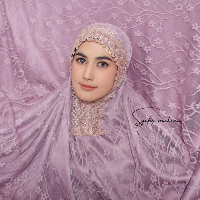 Mukena Dewasa Barbie Sutra Velvet Silk Double Brukat Motif Renda Mewah