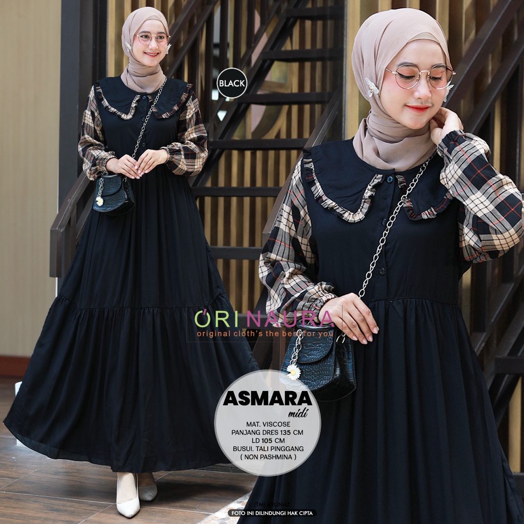 Asmara Dress Gamis Muslim Midi Original Produk By Orinaura