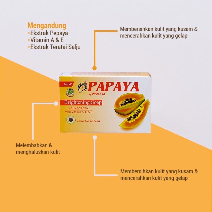 Sabun Papaya By Mamaya / Brightening Soap 70 GR - 135 GR