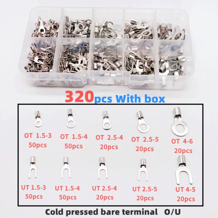 Paket Skun Terminal Kabel Listrik Wire Crimp Connector Kit 320 PCS Plus Tang Skun Krimping Tools