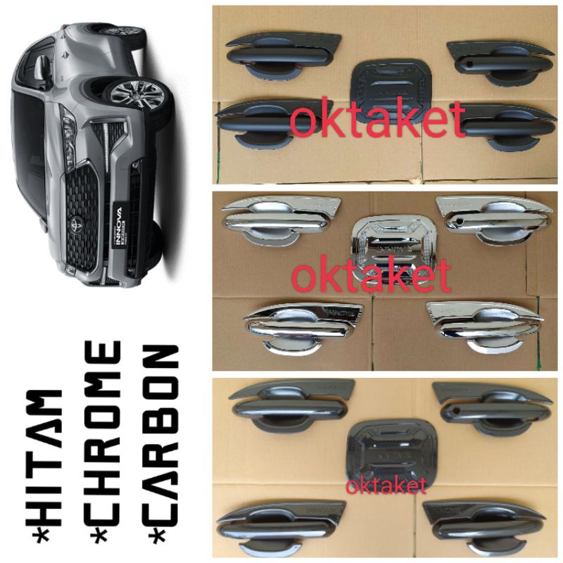 paket outer handle tank cover Innova Zenix 2023 2024 Hitam Chrome Carbon Glossy