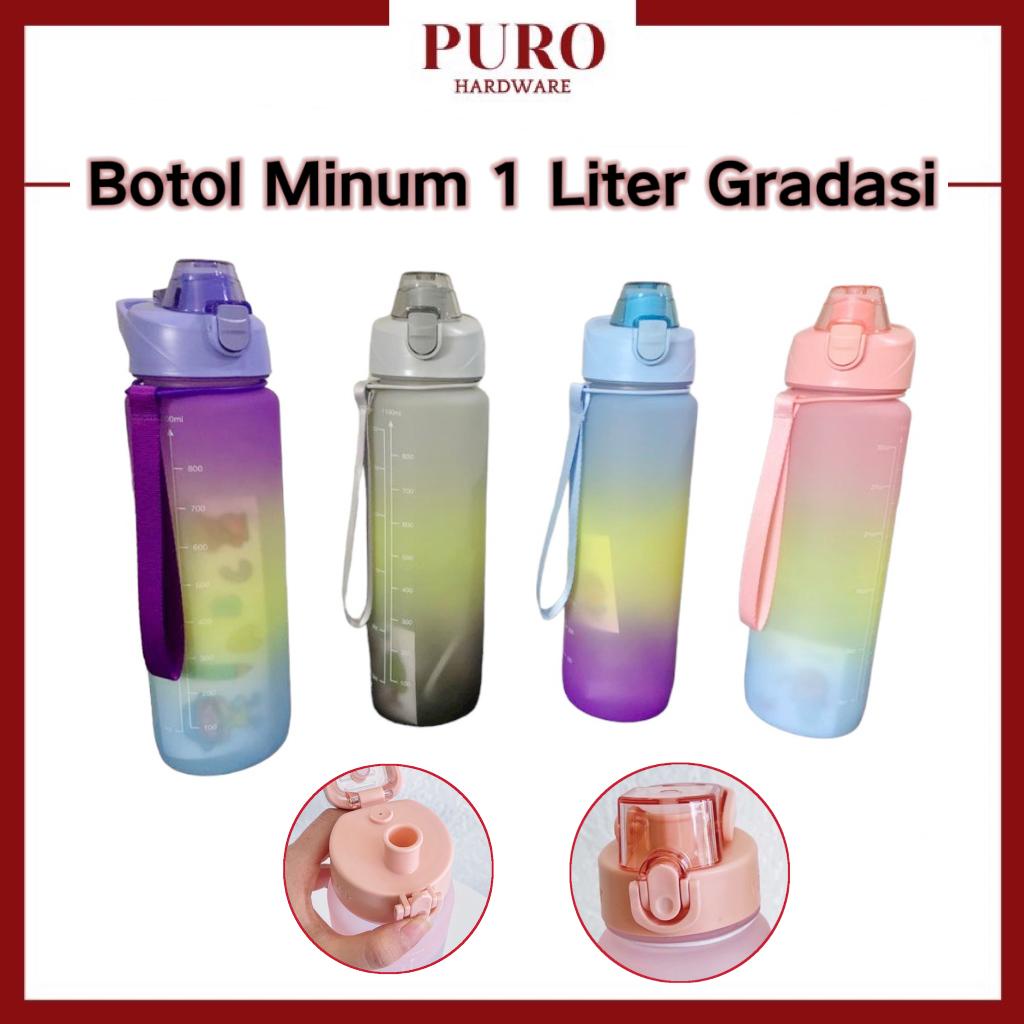 Botol Minum 1 Liter Gradasi / Tumbler Viral Free Stiker Lucu / Botol Viral 1 Liter / Botol Minum Lucu / Botol Gradasi 1 Liter / Botol Minum Sedotan