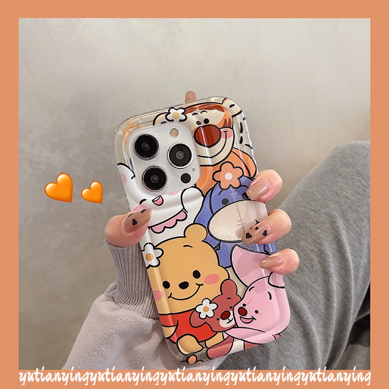 IPHONE Casing Manyo Disney Winnie the Pooh Lucu Kompatibel Untuk Iphone11 14 13 12 Pro MAX 7plus XR 6 6S 7 8 Plus X XS MAX Kartun Piglet Tigger Silicon Airbag Shockproof Soft Case Cover