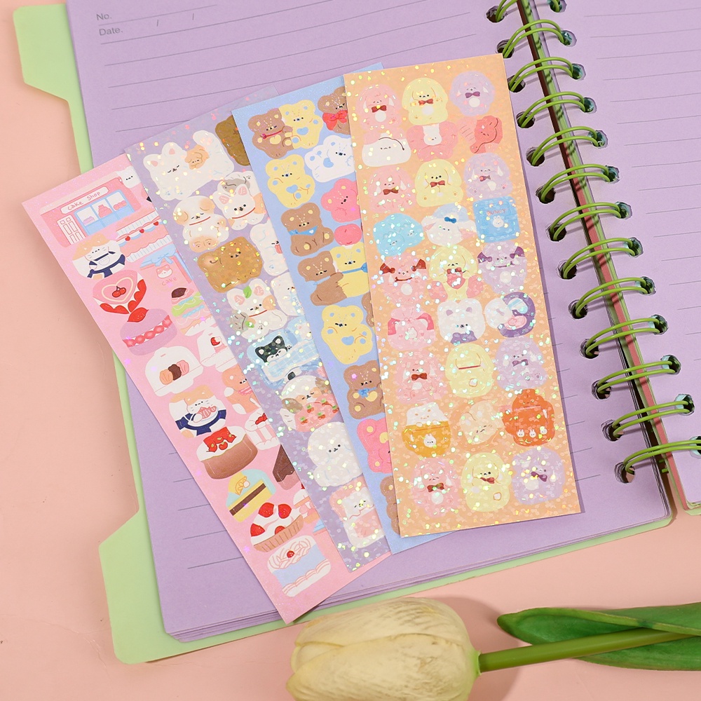 1lembar Kartun Sparkling Stiker DIY Kreatif Stiker Hias Lucu Guka Stiker PVC Tahan Air Stiker Gaya Korea Kepribadian Tangan Akun Untuk Anak-Anak Scrapbook Membuat Kartu