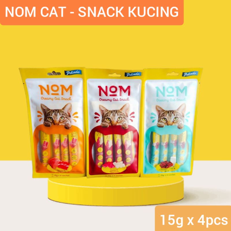 Nom Cat 15g x 4pcs Cemilan Makanan Basah Kucing Adult Kitten