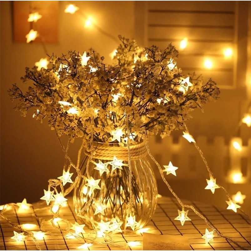 (BISA COD) FTIHSHP DKG Lampu Hias String Lights Star Shape Battery Power 20 LED - 2G11