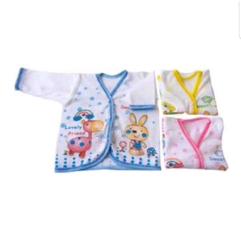 Baju Bayi Lengan Panjang KATUN / Baju Panjang Bayi Motif Print - Sablon 1 PCS