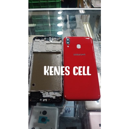 kesing casing fullsat backdoor dan frame LCD Samsung M20 SM M205F original Merah