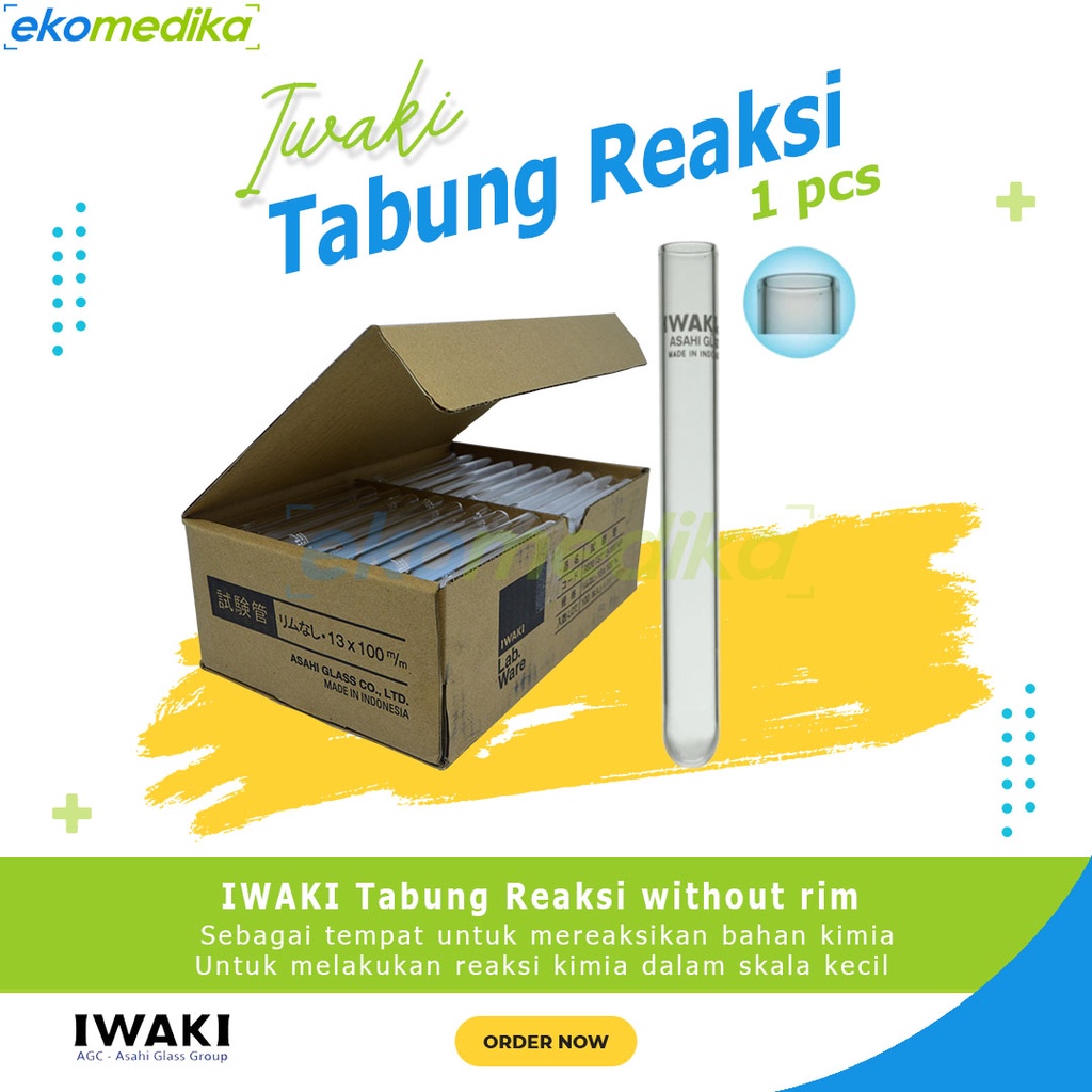 Tabung Reaksi Kaca | Test Tube IWAKI 3ml 4ml 7ml 10ml 12ml 15ml 17ml