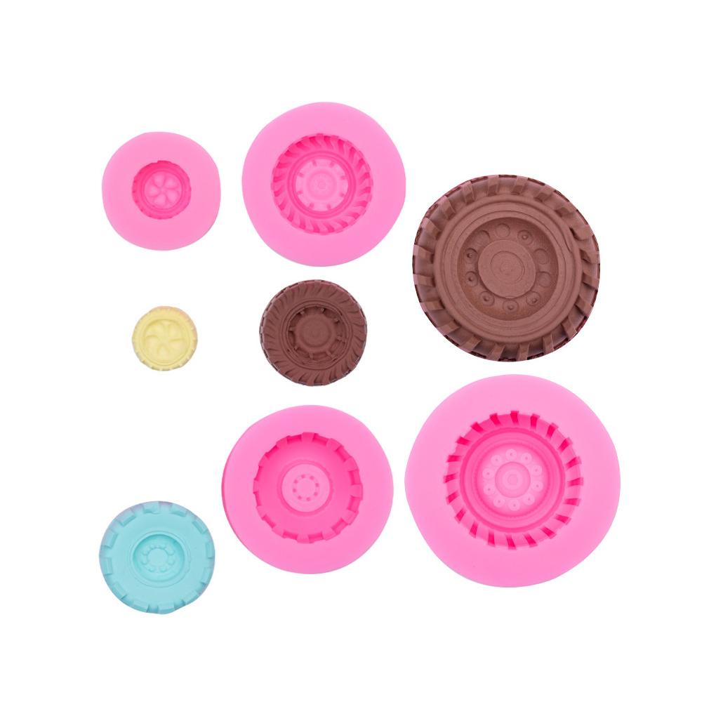 4buah/set Cetakan Fondant Ban Mobil Fleksibel Hias Anti Lengket Kue Bulat Coklat Baking Mold Alat Aksesoris