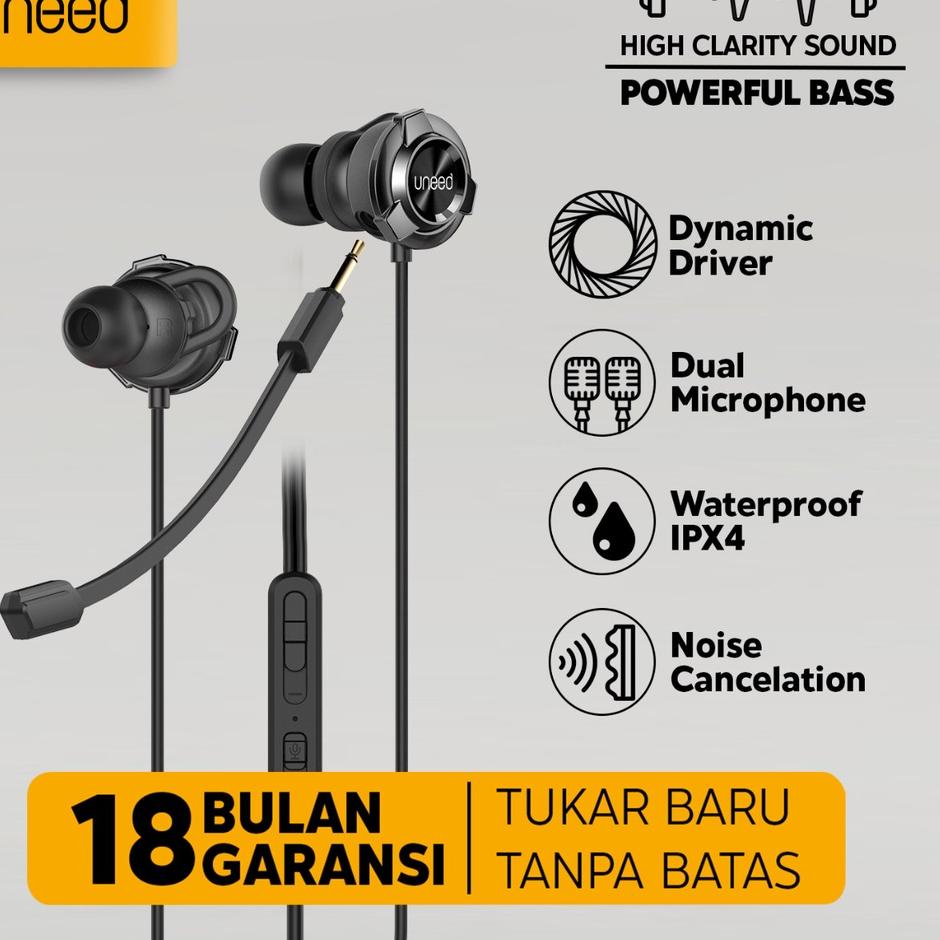 UNEED In-Ear Gaming Earphone with Dual Microphone Wired - UEP131N